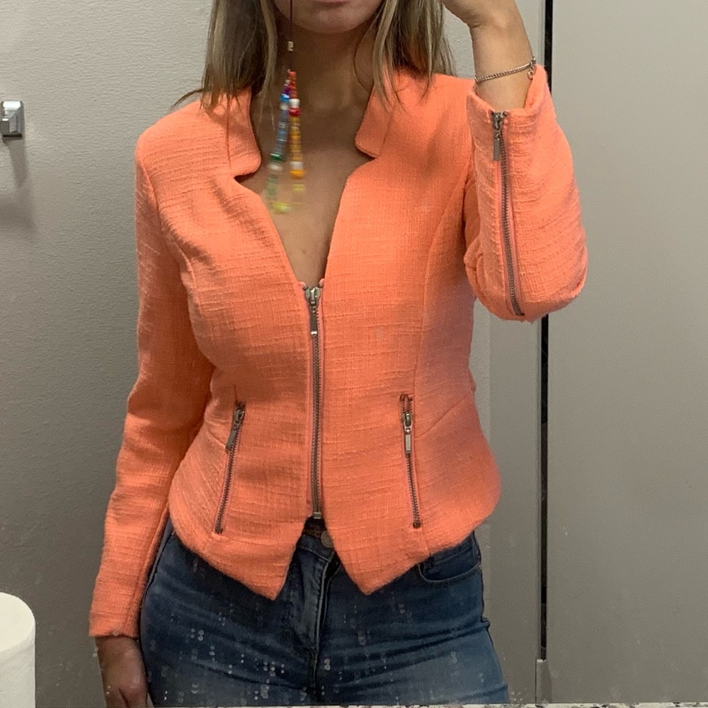 Bright coral pink textured jacket